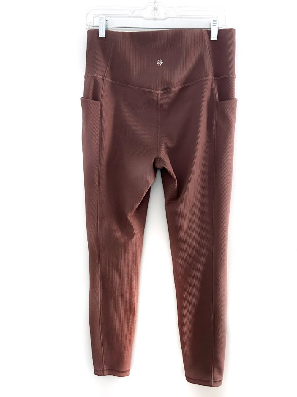 Athleta Salutation Stash Rib Mix Leggings Women’s Large Smoky Rose Workout Yoga - Picture 4 of 9